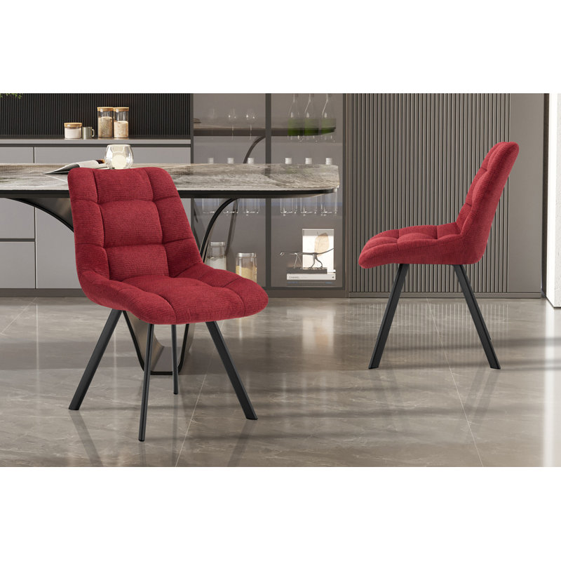 Ephemerine 49cm H Upholstered Metal Side Chair, Red