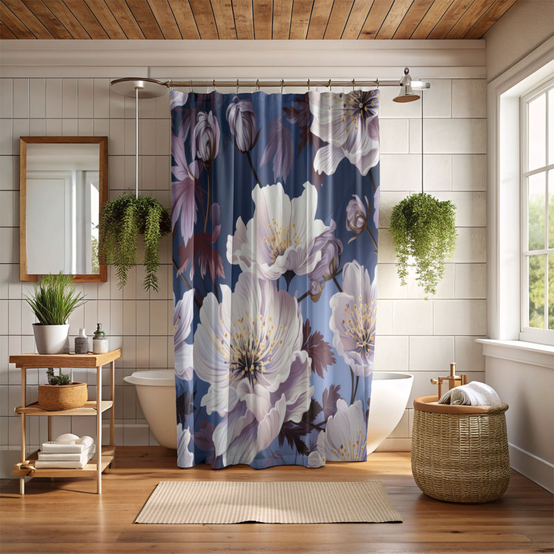 Rideau de douche Violet Blossom Premium, H 74 po x l 71 po