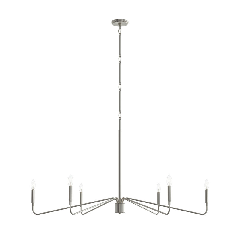 Pilar Extra Large Brushed Nickel 6-Light Chandelier, Brushed Nickel