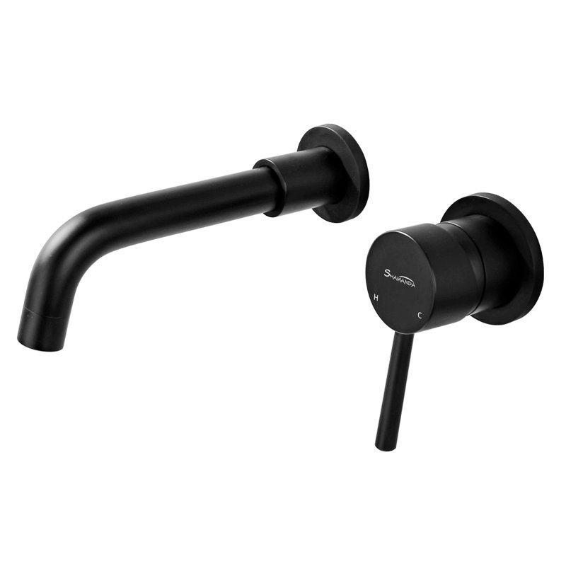 Wall Mount Bathroom Faucet Single Handle Bathroom Sink Faucet Rough-in Valve Included, Matte Black