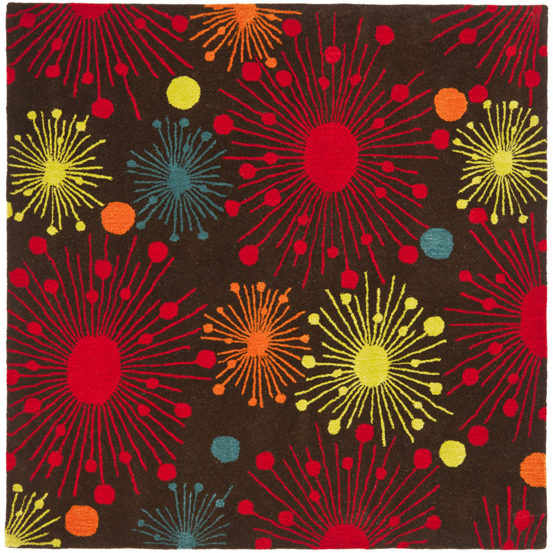 Amier Hand Tufted Wool And Viscose Abstract Rug, Square 6'