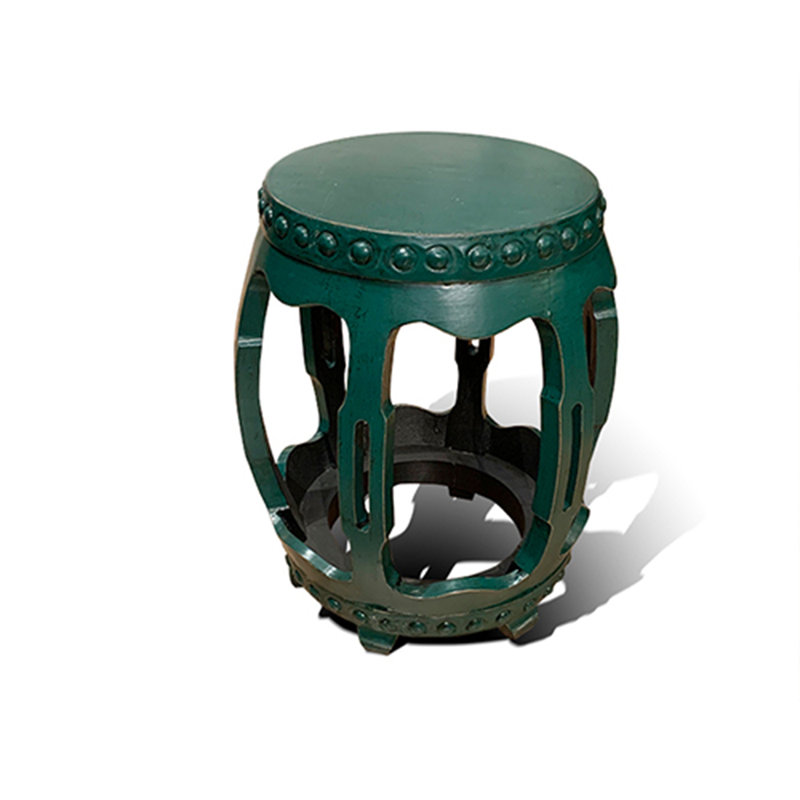 Tabouret tambour - vert, 19" H x 16" W x 16" D, Green