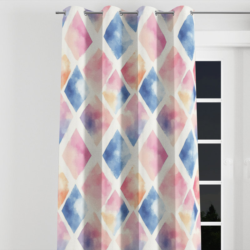 Kids Soft Velvet Curtains - Geometric Borlase Twin Grommet Curtain - 1 Panel, 52" W x 63" L, Silver Grommets