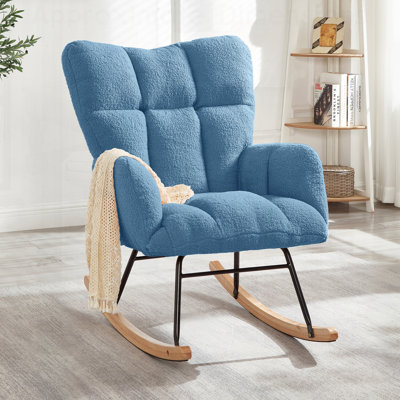 Fauteuil berçant et oscillant rembourré en tissu capitonné avec cadre en métal