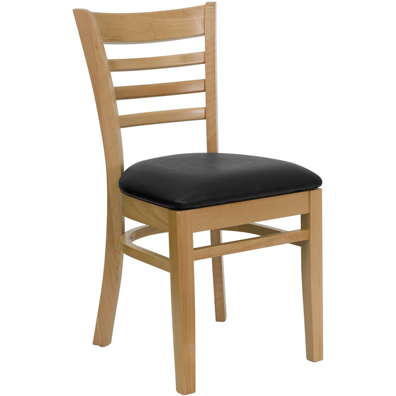 Chaise d'appoint Camry Series I, Vinyle noir, Bois naturel