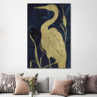 Egret On Indigo II by Tava Studios - Wrapped Canvas Gallery-Wrapped Canvas Giclée