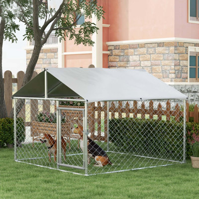 Chenil d'extérieur robuste pour chien avec housse de protection et porte verrouillable