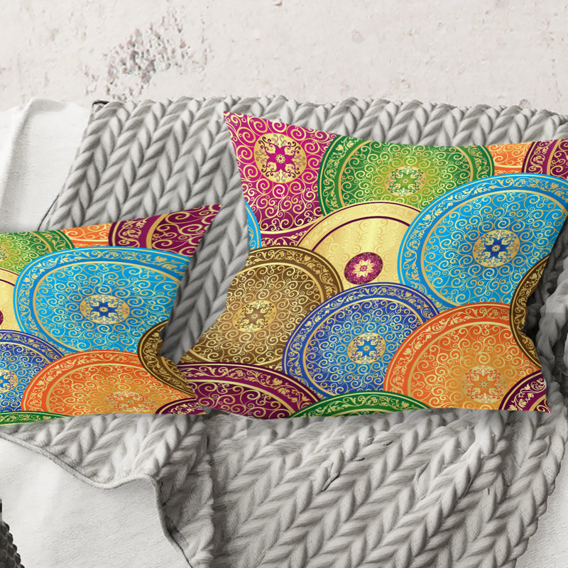 Coussin Circular Retro Design IV - Mid-Century Modern, 16 po x 1 po