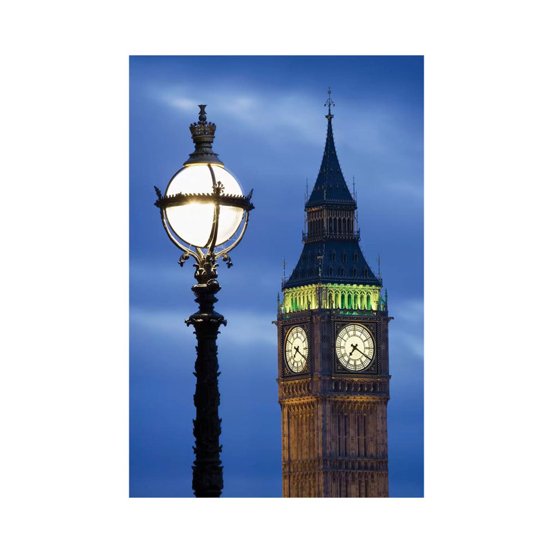 Europe, Great Britain, London, Big Ben. Clock Tower Lamp Post. by Jaynes Gallery - Wrapped Canvas Print