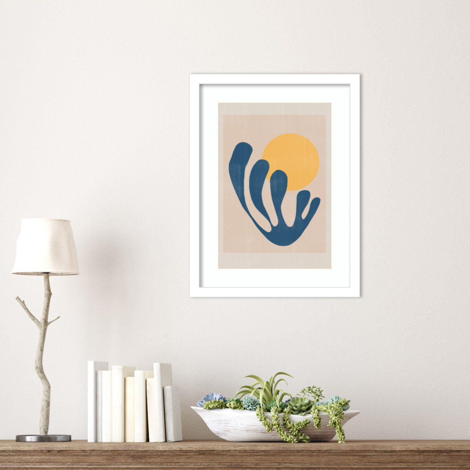 Giese "Modern Plant No. 1" Print, White, 17" H x 13" W