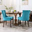 Chaise d'appoint bleue - tissu épaissi, pieds en bois massif, paire de teintes bronze