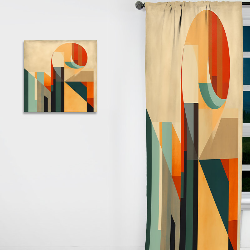 Full Moon Symphony Midcentury Abstract I - Rideau en velours abstrait - 1 panneau, L 52 po x L 63 po