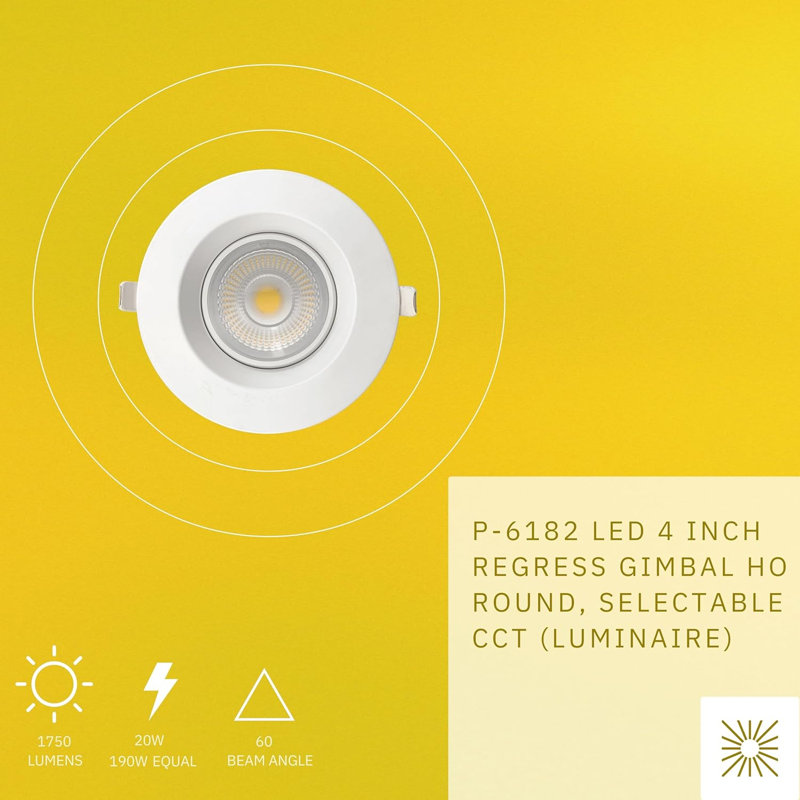 Ensemble d'éclairage encastré standard 4 po à température de couleur réglable de 20 watts à intensité variable et à intensité variable