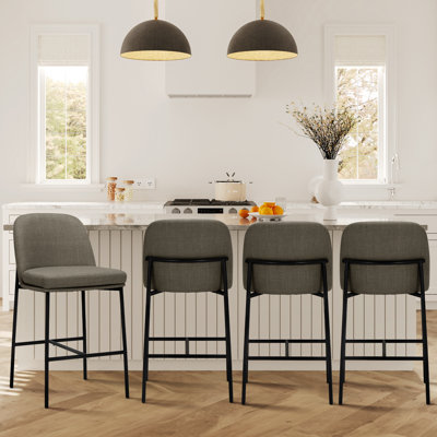 Upholstered Counter Stool with Metal Frame