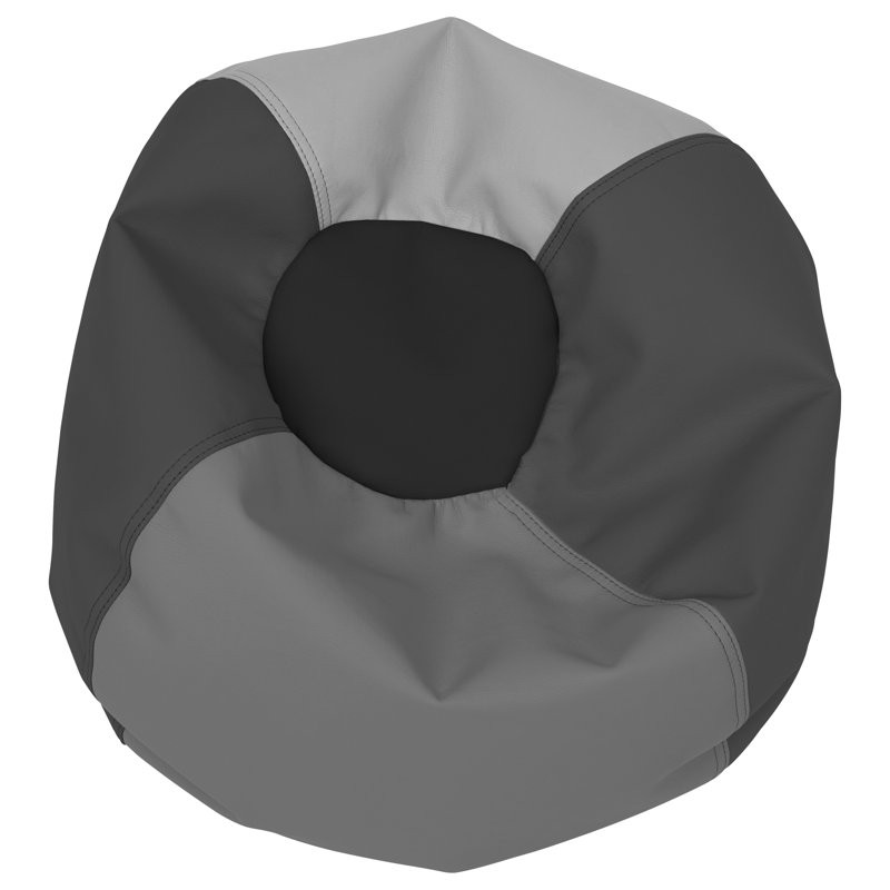 Gray and Light Gray Faux Leather 35" Bean Bag Chair