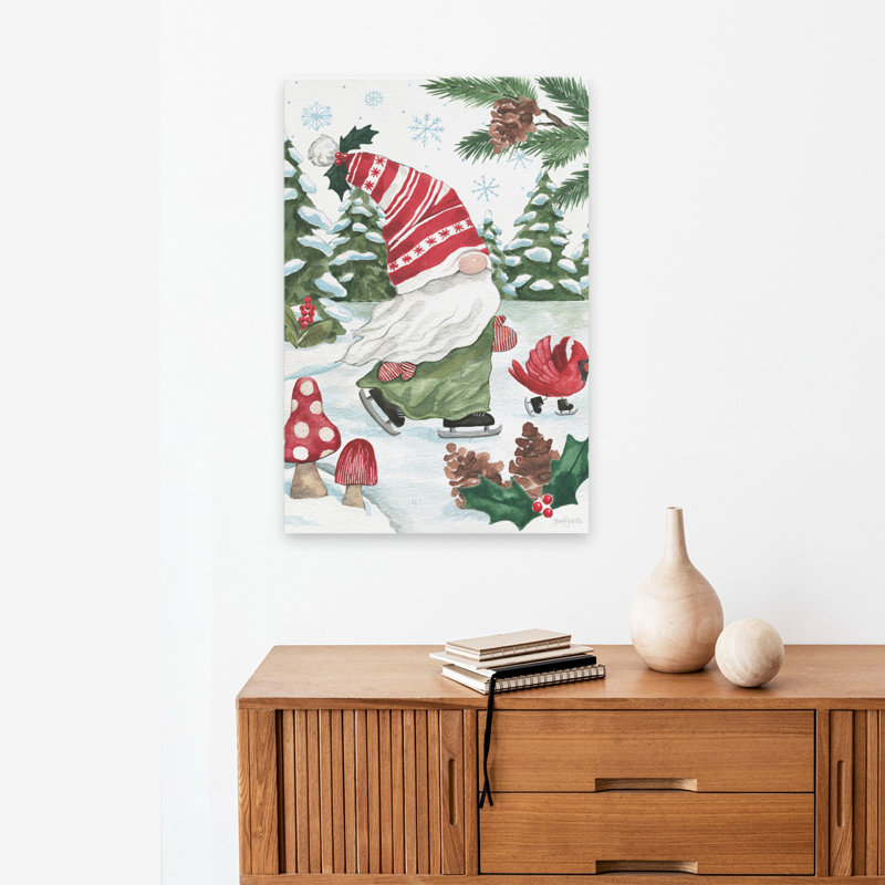 «Holiday Cheer Gnomes IV» - Gnomes de Noël - art vert, H 24 po x l 16 po