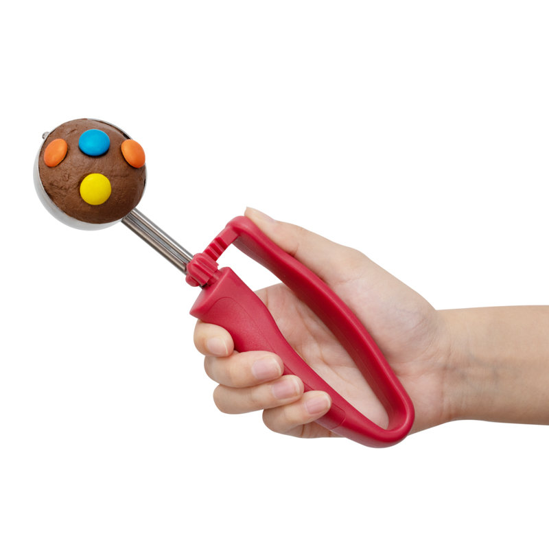Poignées ambidextre à 1 cuillère à café en acier inoxydable Portioner, 8.34", Rouge