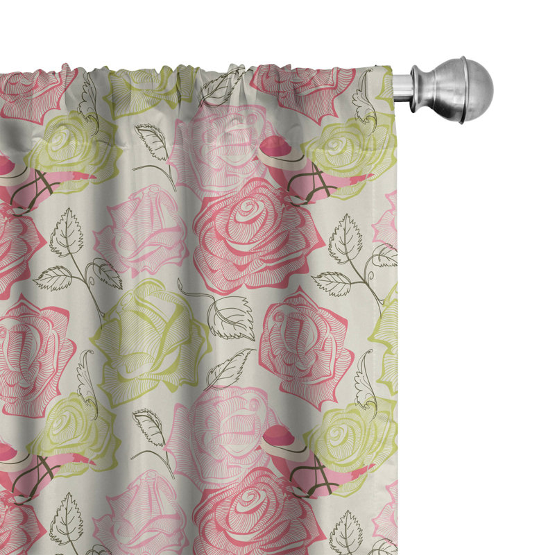 Floral Semi-Sheer Rod Pocket Curtain Panels, 28" x 95"