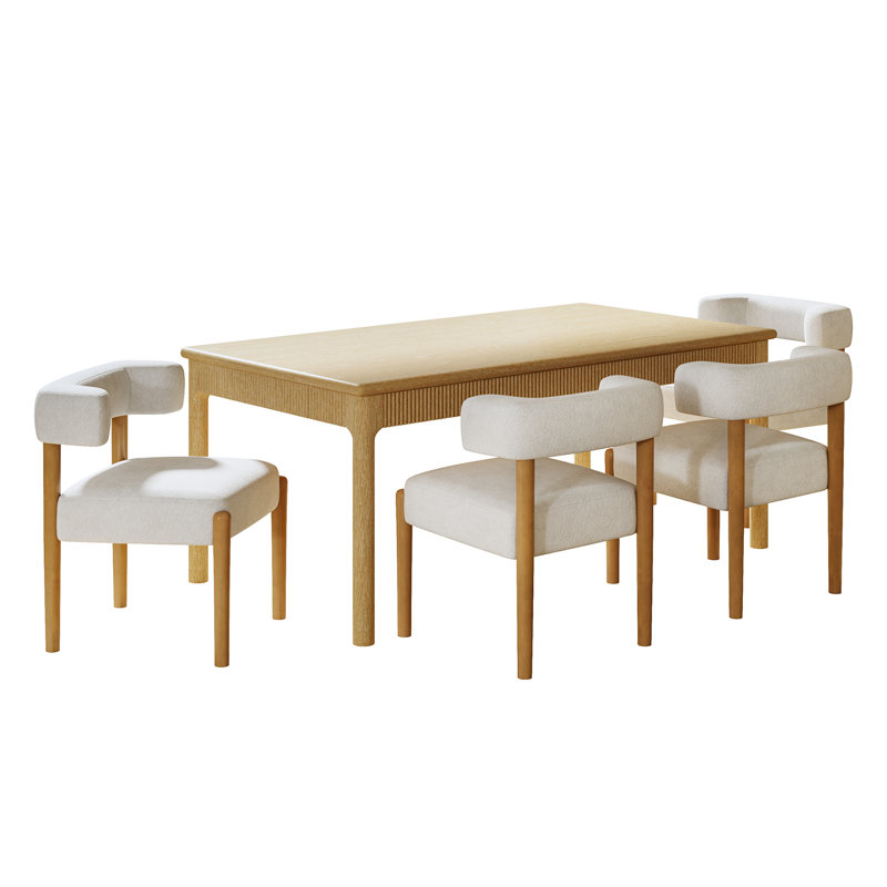 Ensemble de salle à manger 5 pièces Guillermina Pippa avec table de salle à manger cannelée et chaise de salle à manger