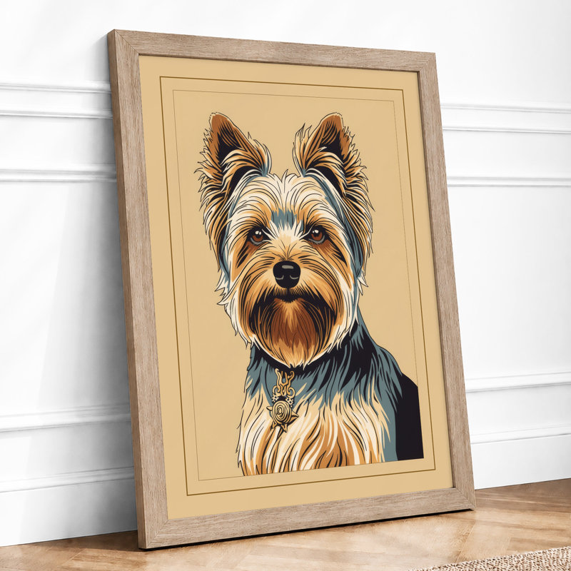 Bearded Terrier Portrait Botanical - Print, A1 - 84.1 x 59.4 cm, Oak