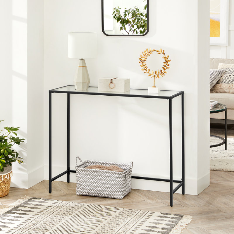 Sydney 100cm Glass Top Console Table, Black