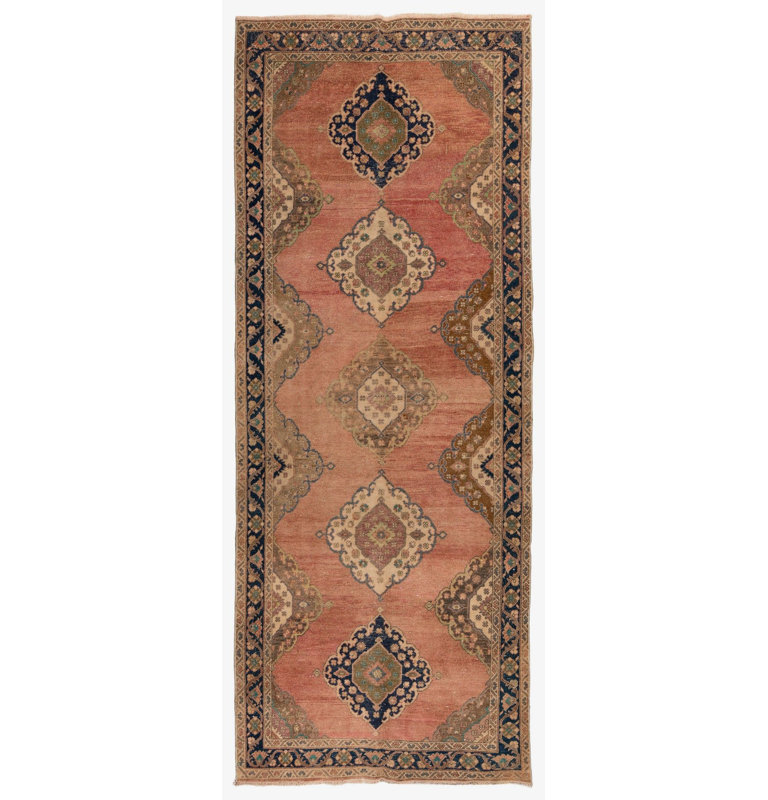 Tapis turc rétro noué à la main. Tapis traditionnel en laine pour le couloir