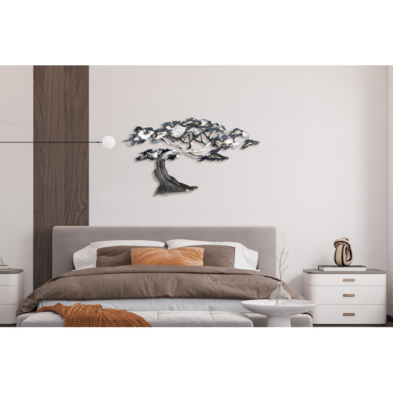 Décoration murale arbre en métal, Argent