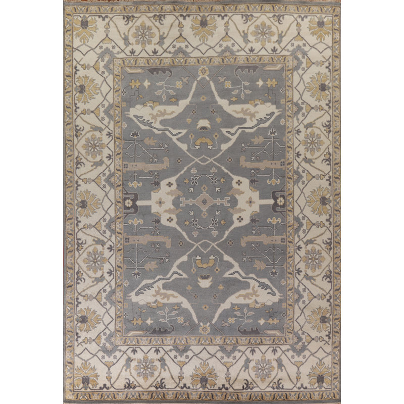 Grand tapis indien gris et bleu Niaz 10 x 14