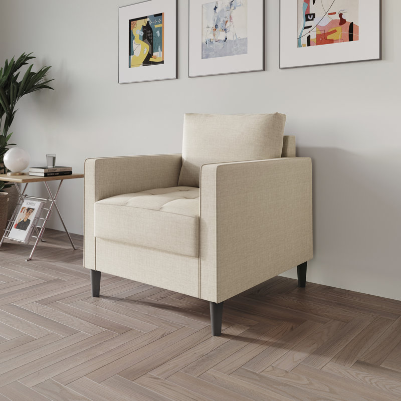 Fauteuil de 31,89 po de largeur Newquay, 100 % lin beige