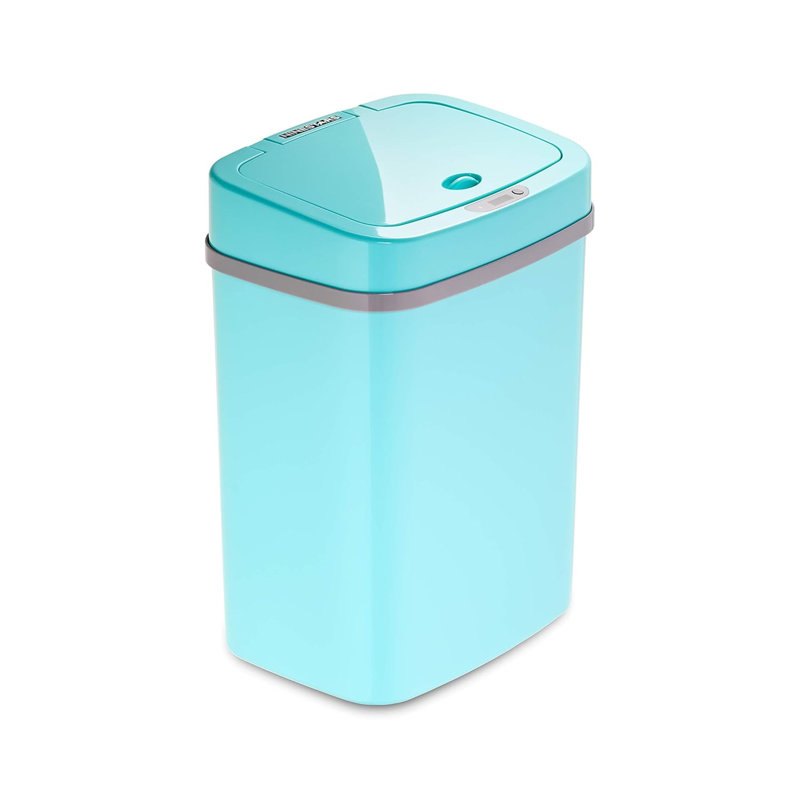 Nine Stars 3.2 Gallon Plastic Motion Sensor Trash Can, Teal Blue