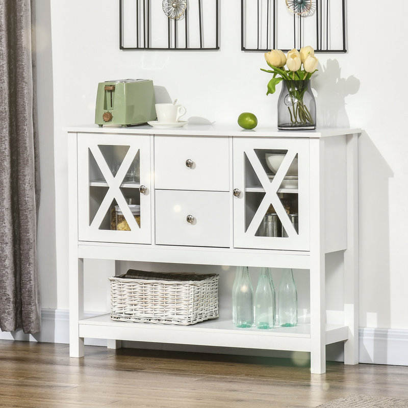 39.25'' Wide 2 Drawer Sideboard,Dining cabinet,Office credenza, White