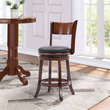 Analuz Swivel Upholstered Counter Stool with Solid Wood Frame