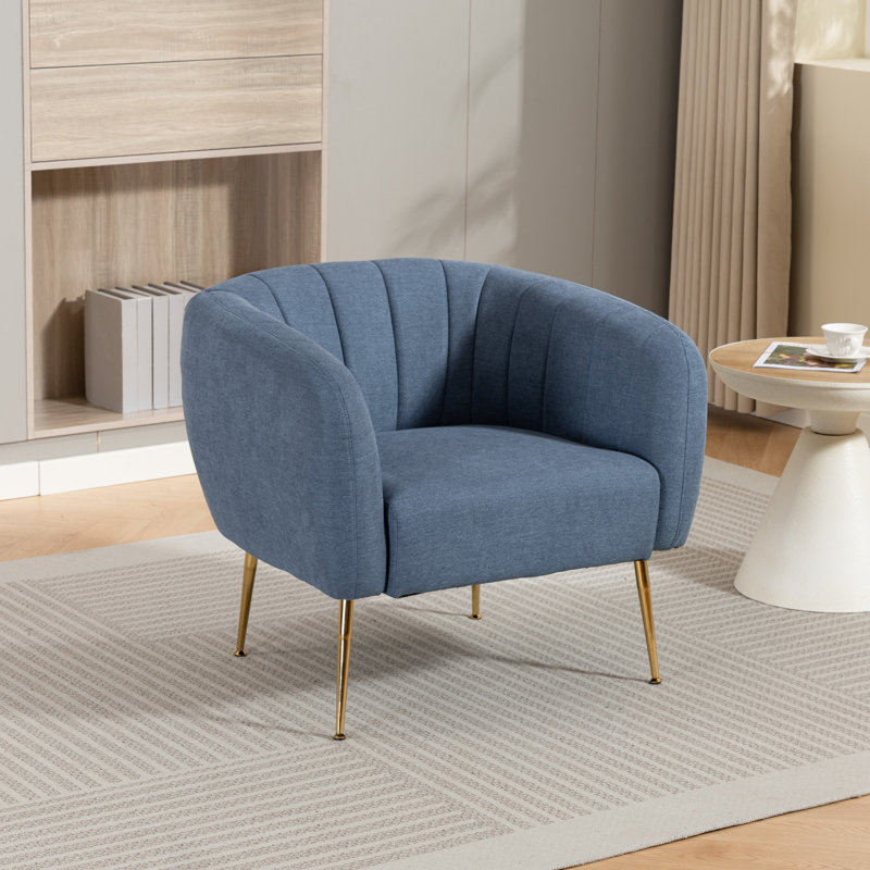 Upholstered Armchair, Light Denim