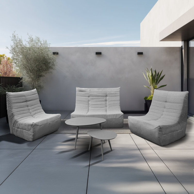 Ensemble de fauteuils et table de causeuse d'extérieur gris 5 pièces Deko Living