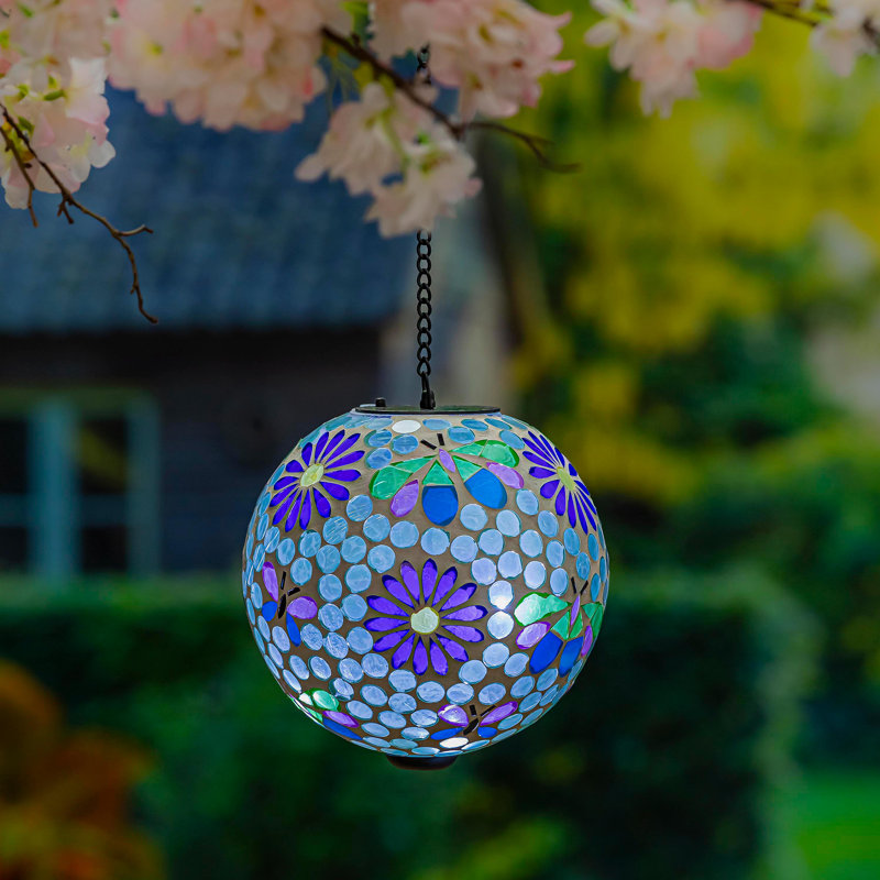 Solar Hanging Gazing Ball, Colourful Garden, 8"