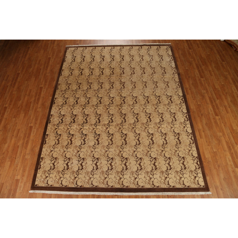 Tapis unique en laine ivoire 9 pi 2 po x 11 pi 10 po New Age