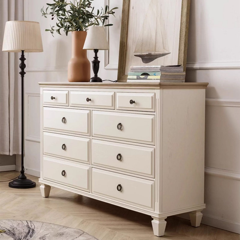 Simple Beige Solid Wood Porch Cabinet Solid Wood Accent Chest