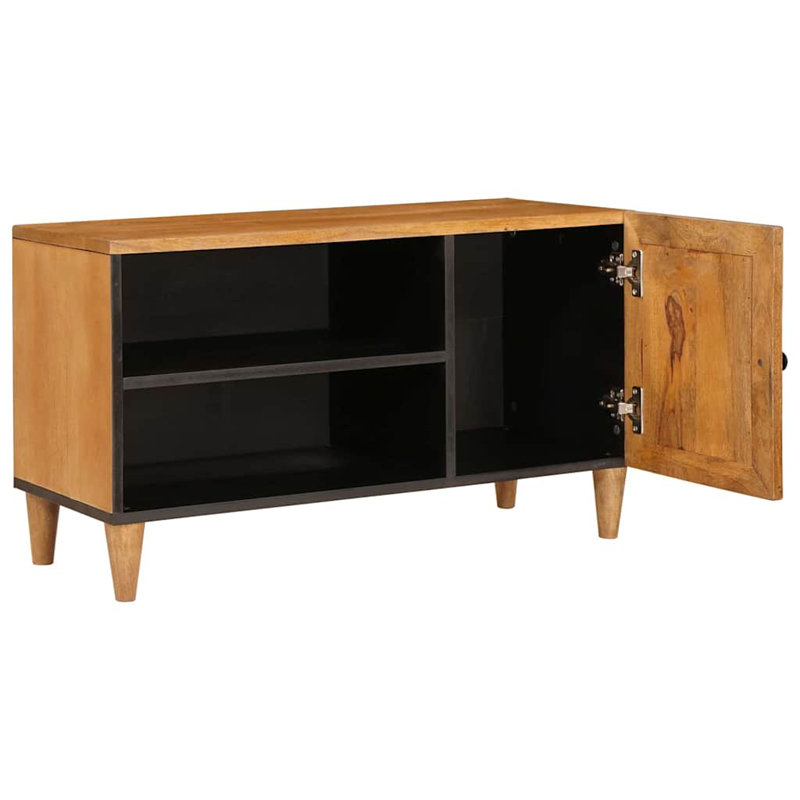 TV Cabinet With Shelf 80 X 33 X 46 Cm Solid Mango Wood, Light Brown