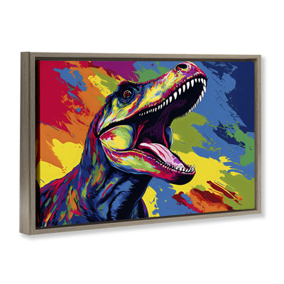 Cadre flottant de dinosaure aux couleurs vives, design par Creative Studio