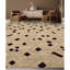Tapis géométrique rectangulaire en laine noué à la main beige / noir-88508220
