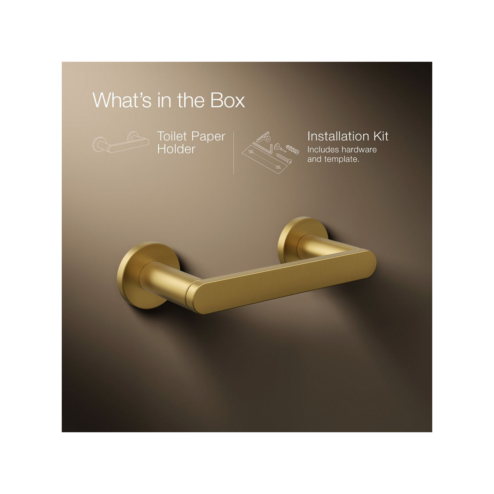 Wall Mount Toilet Paper Holder, Brushed Gold