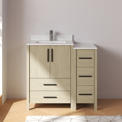 Aura  36'' Freestanding Single Bathroom Vanity Sets With White Granite Top