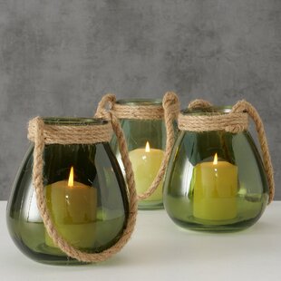 Set of 3 Pastel Outdoor Candle Holders with Handle - Everly - EZ
