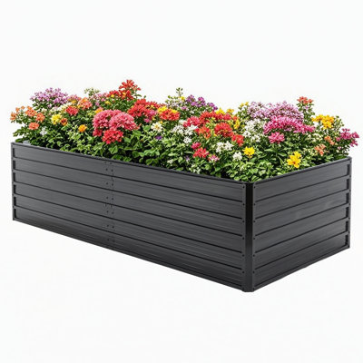 Metal Raised Garden Bed Outdoor Reinforced Galvanized Rustproof Colored Steel Planter Boxes for Vegetables, Raised Beds for Growing Flowers Herbs Succulents