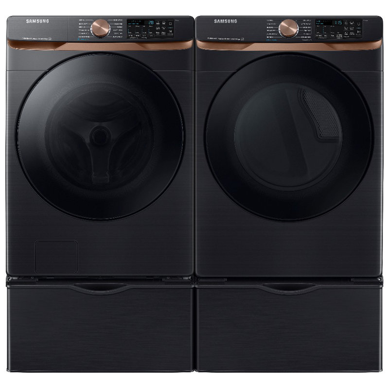 Samsung 5.2 cu. ft. Front Load Washer and 7.5 cu. ft. Dryer with Sensor Dry, Electric, Brushed Black, Brushed Black
