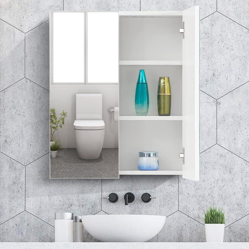Karynna W 600mm H Surface Framed Medicine Cabinet Mirror 2 Adjustable