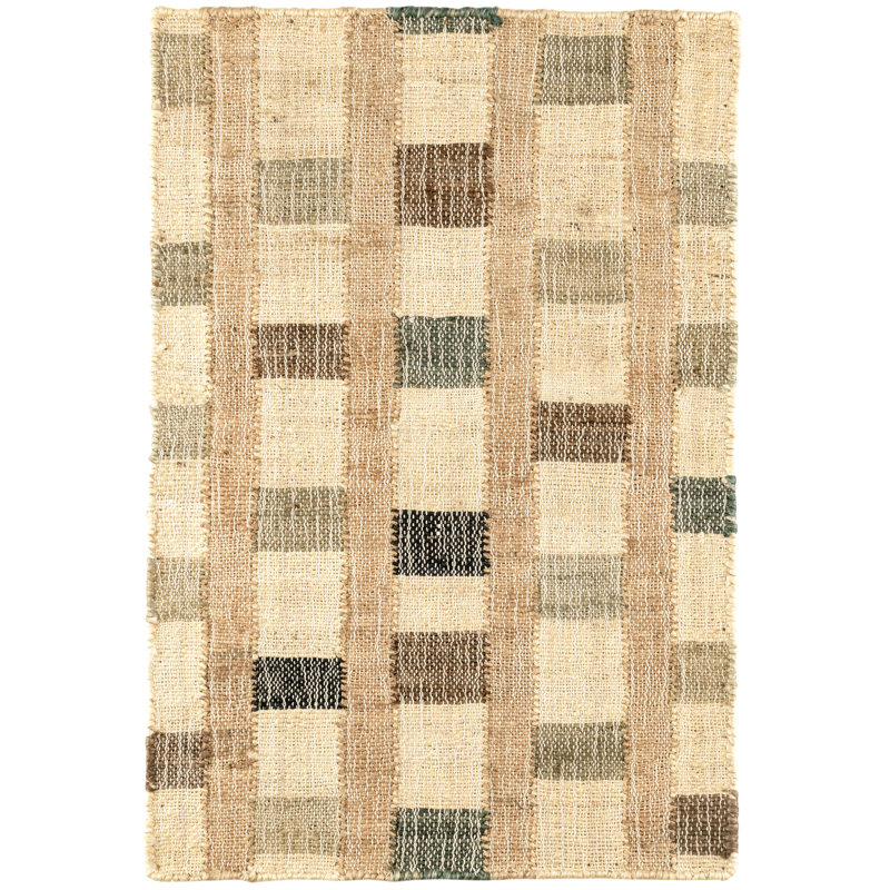 Mosaic Blue Handwoven Jute Rug, Rectangle 10' x 14'
