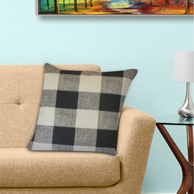 Coussin décoratif à carreaux Nakush, Hauteur (18 po) x largeur (18 po)