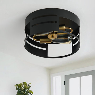 2-lamp matte black adjustable iron ceiling light