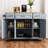 54Inch Large Kitchen Island With Rubber Wood Drop Leaf, Embossed Texture Rolling Kitchen Cart On 4 Wheels With 4 Doors And 3 Drawers, Kitchen Island With Storage For Kitchen, Dining Room,Grey Blue-1169997200